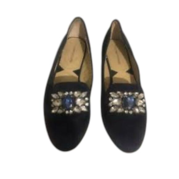 Adrienne Vittadini Women's Size 7.5M Rhinestone Jewels Metallic Blue Flats Shoes - Picture 2 of 10
